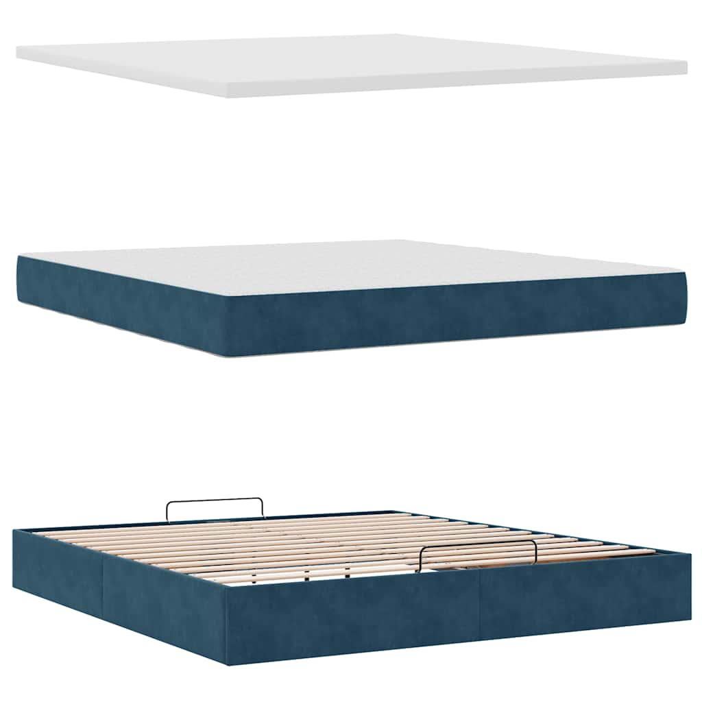 Struttura Letto Pouf con Materassi 180x200 cm Velluto