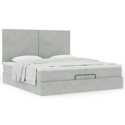 Struttura Letto Pouf con Materassi 200x200 cm Velluto | homemem39