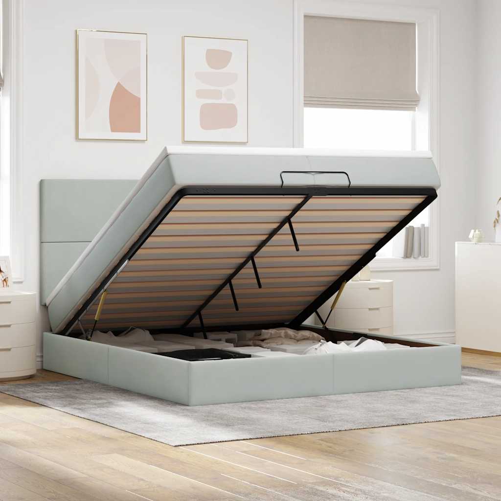 Struttura Letto Pouf con Materassi 200x200 cm Velluto | homemem39