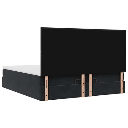 Struttura Letto Pouf con Materassi Nero 200x200 cm Velluto | homemem39
