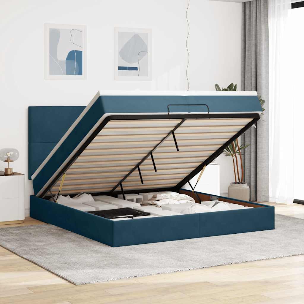 Struttura Letto Pouf con Materassi 200x200 cm Velluto | homemem39