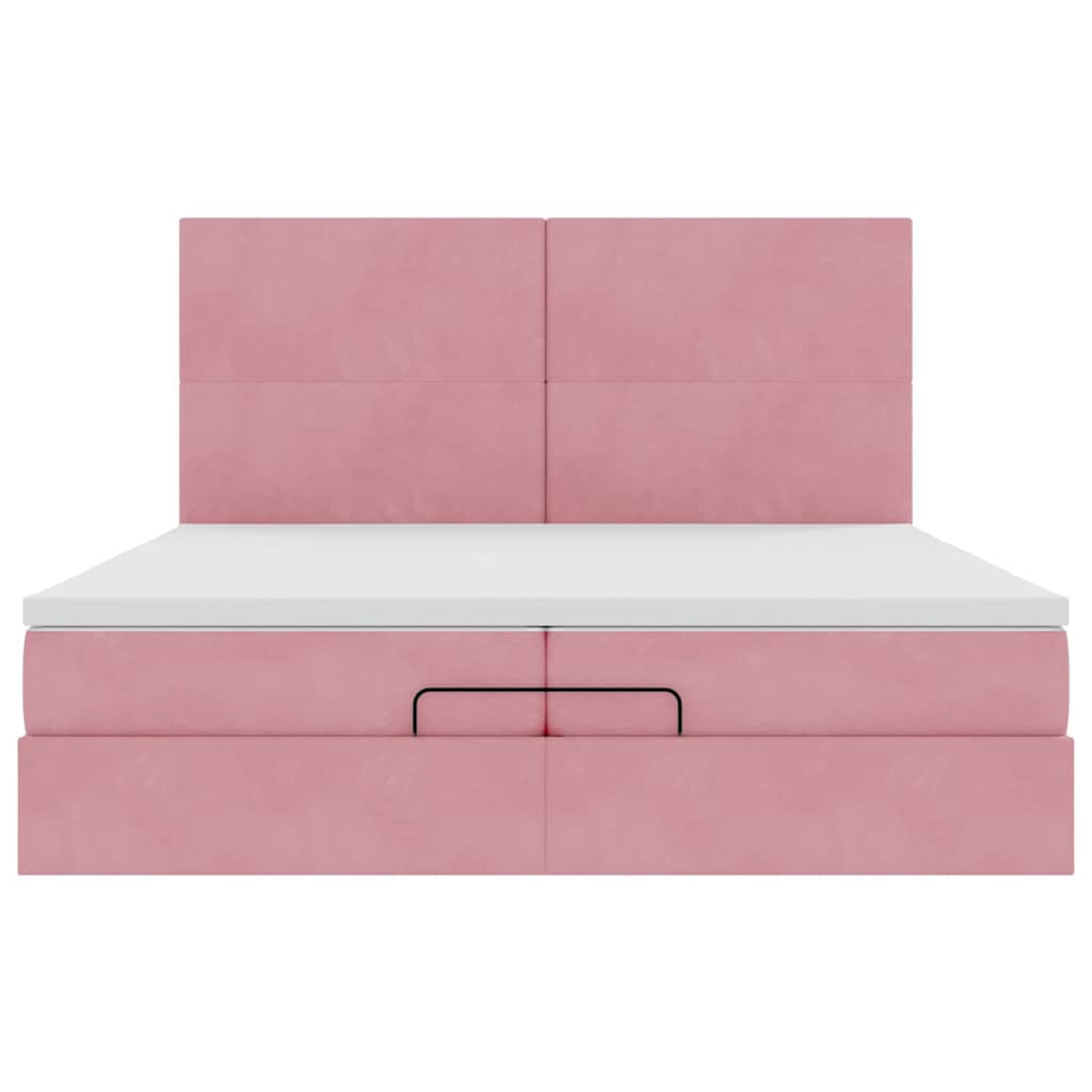 Struttura Letto Pouf con Materassi Rosa 200x200 cm Velluto | homemem39
