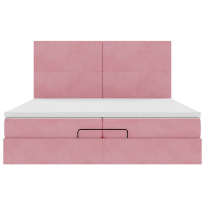 Struttura Letto Pouf con Materassi Rosa 200x200 cm Velluto | homemem39