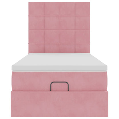 Struttura Letto Pouf con Materassi Rosa 80x200 cm Velluto