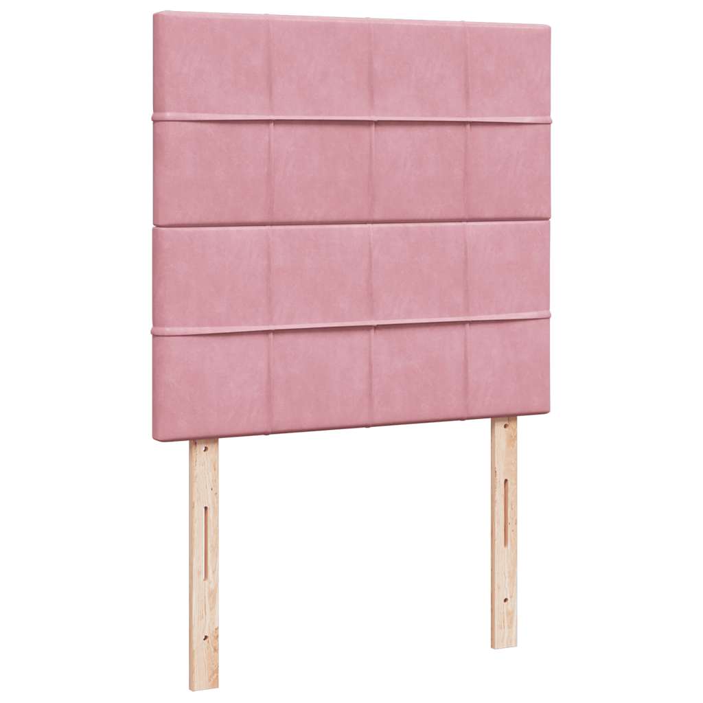 Struttura Letto Pouf con Materassi Rosa 80x200 cm Velluto