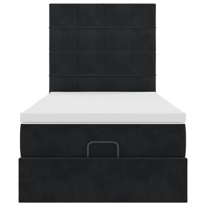 Struttura Letto Pouf con Materassi Nero 90x190 cm in Velluto | homemem39