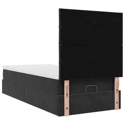 Struttura Letto Pouf con Materassi Nero 90x190 cm in Velluto | homemem39