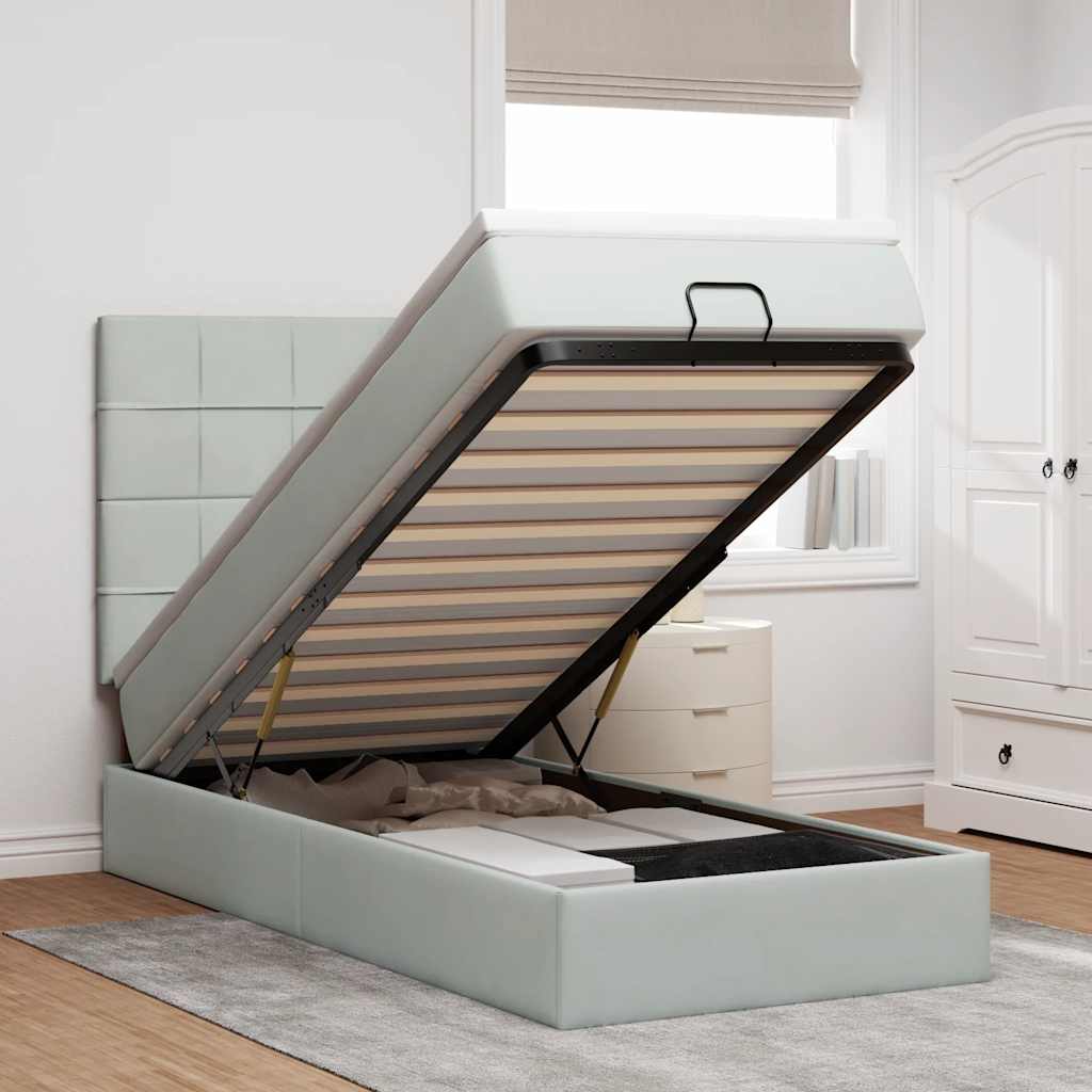 Struttura Letto Pouf con Materassi 90x200 cm in Velluto - homemem39