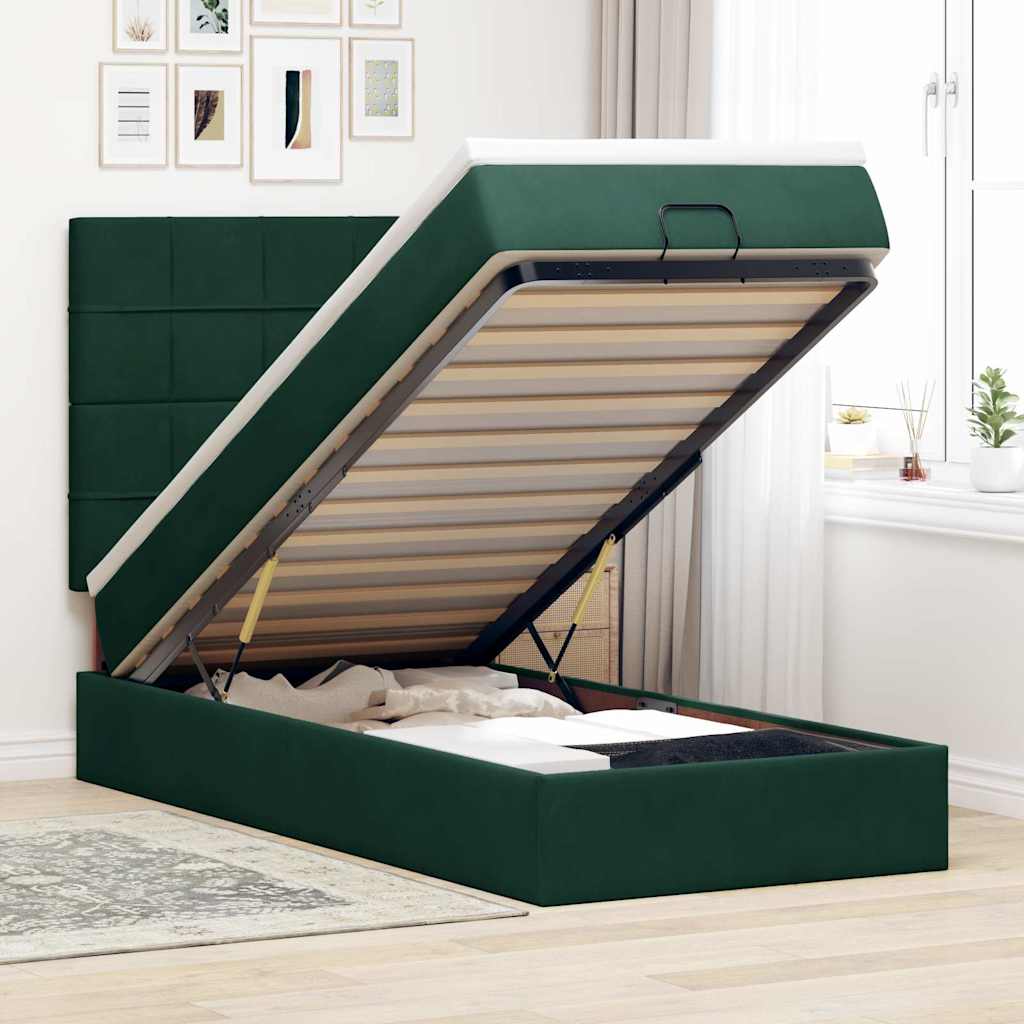 Struttura Letto Pouf con Materassi 90x200 cm in Velluto