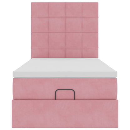 Struttura Letto Pouf con Materassi Rosa 90x200 cm in Velluto - homemem39