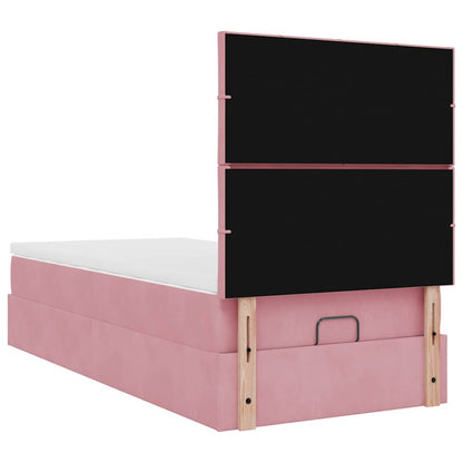 Struttura Letto Pouf con Materassi Rosa 90x200 cm in Velluto - homemem39