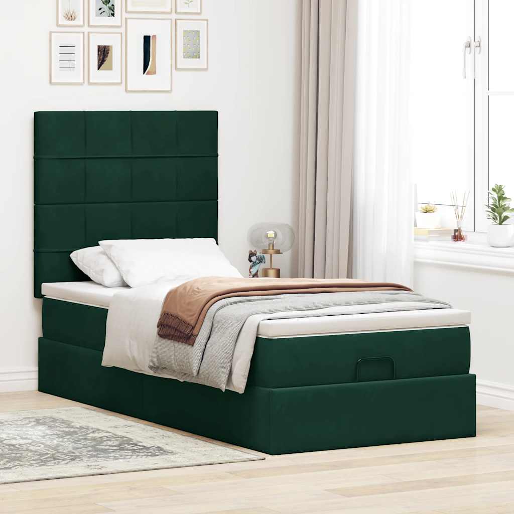 Struttura Letto Pouf con Materassi 100x200 cm Velluto