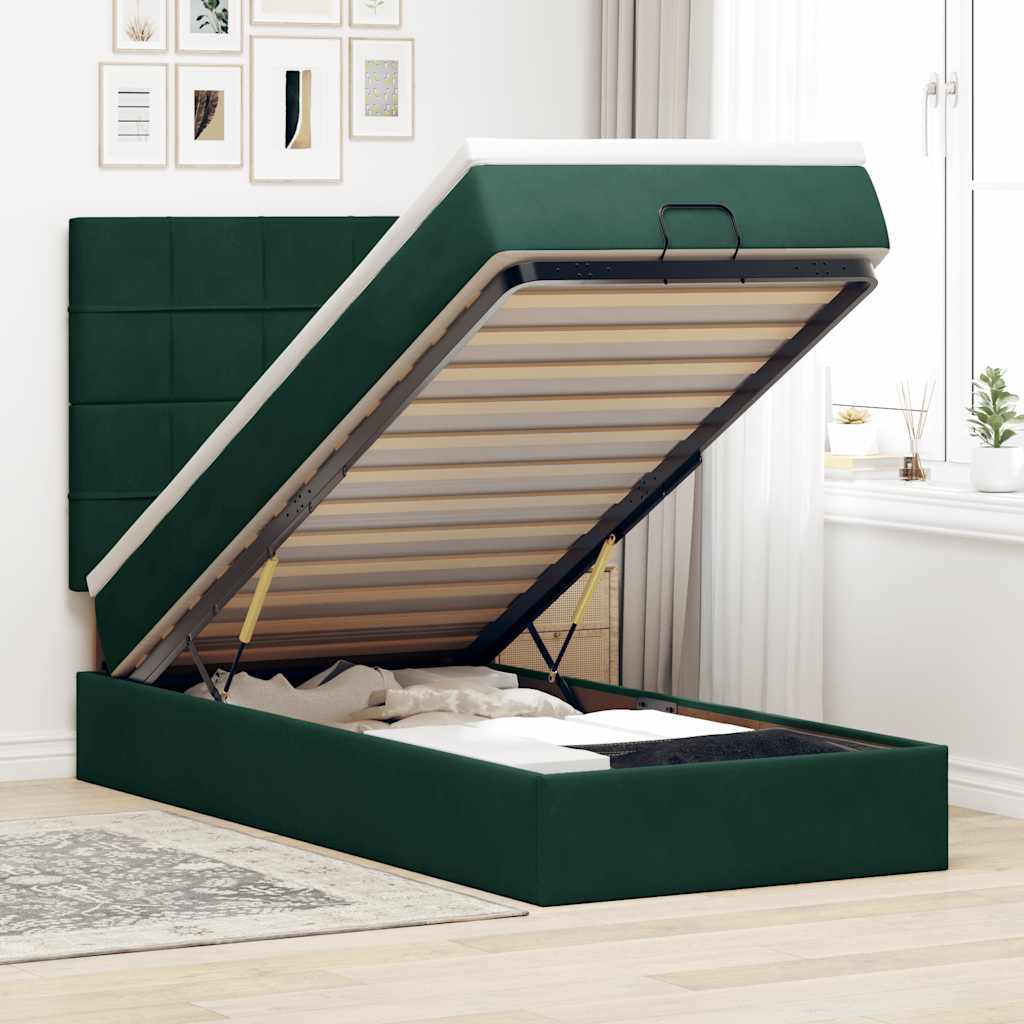 Struttura Letto Pouf con Materassi 100x200 cm Velluto