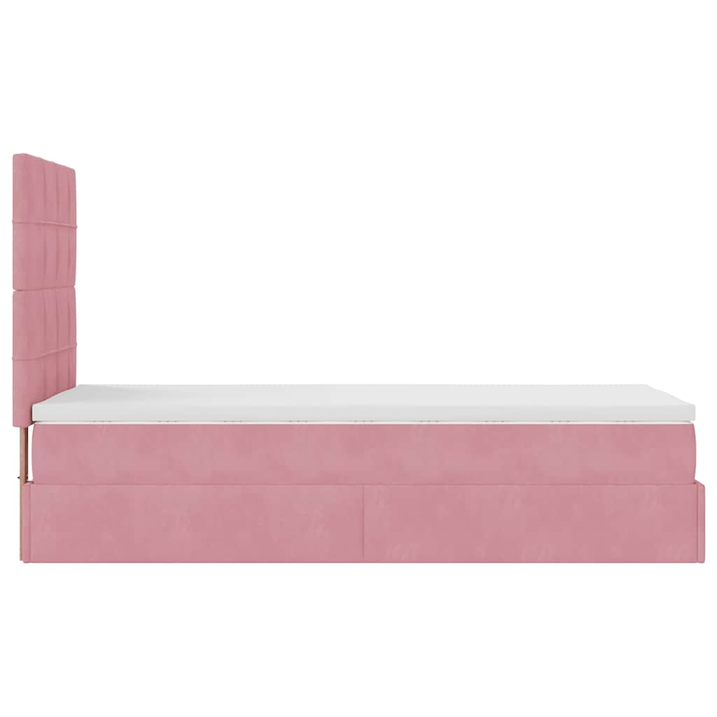 Struttura Letto Pouf con Materassi Rosa 100x200 cm Velluto