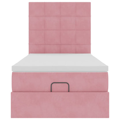 Struttura Letto Pouf con Materassi Rosa 100x200 cm Velluto