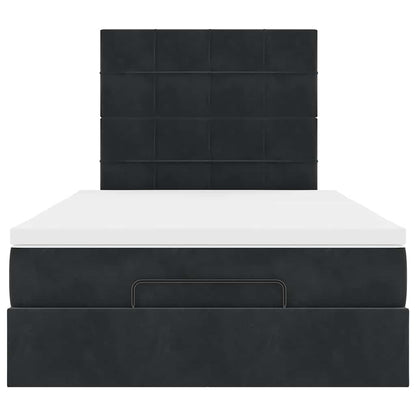 Struttura Letto Pouf con Materassi Nero 120x190 cm Velluto