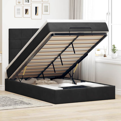 Struttura Letto Pouf con Materassi Nero 120x190 cm Velluto