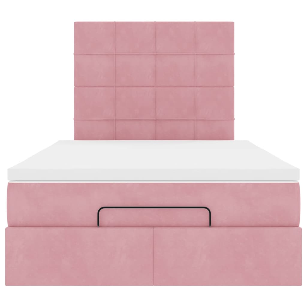 Struttura Letto Pouf con Materassi Rosa 120x190 cm Velluto