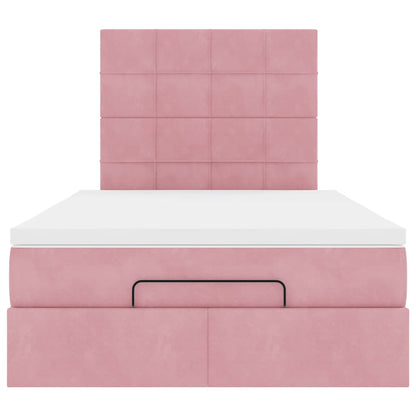 Struttura Letto Pouf con Materassi Rosa 120x190 cm Velluto