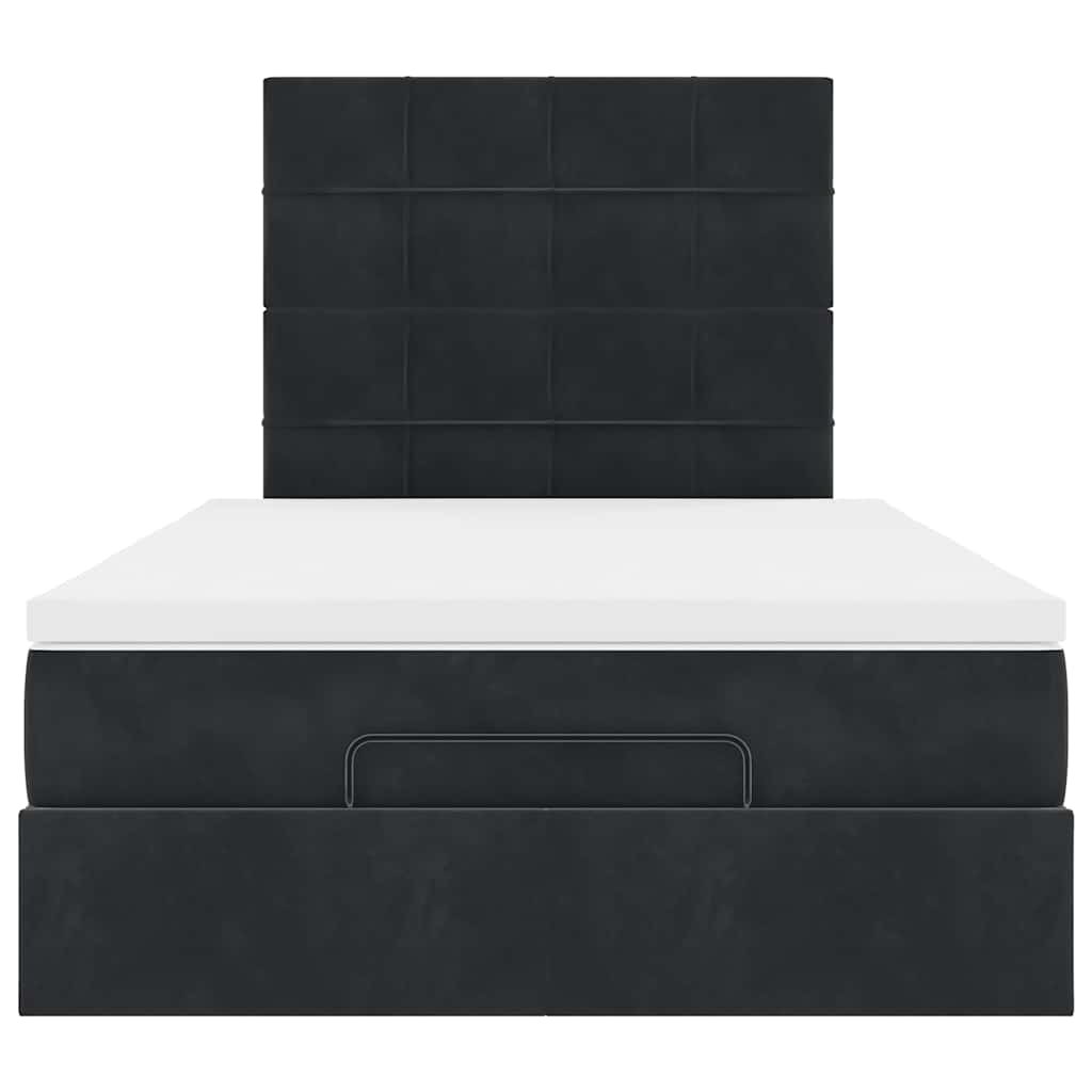 Struttura Letto Pouf con Materassi Nero 120x200 cm Velluto - homemem39