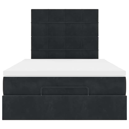 Struttura Letto Pouf con Materassi Nero 120x200 cm Velluto