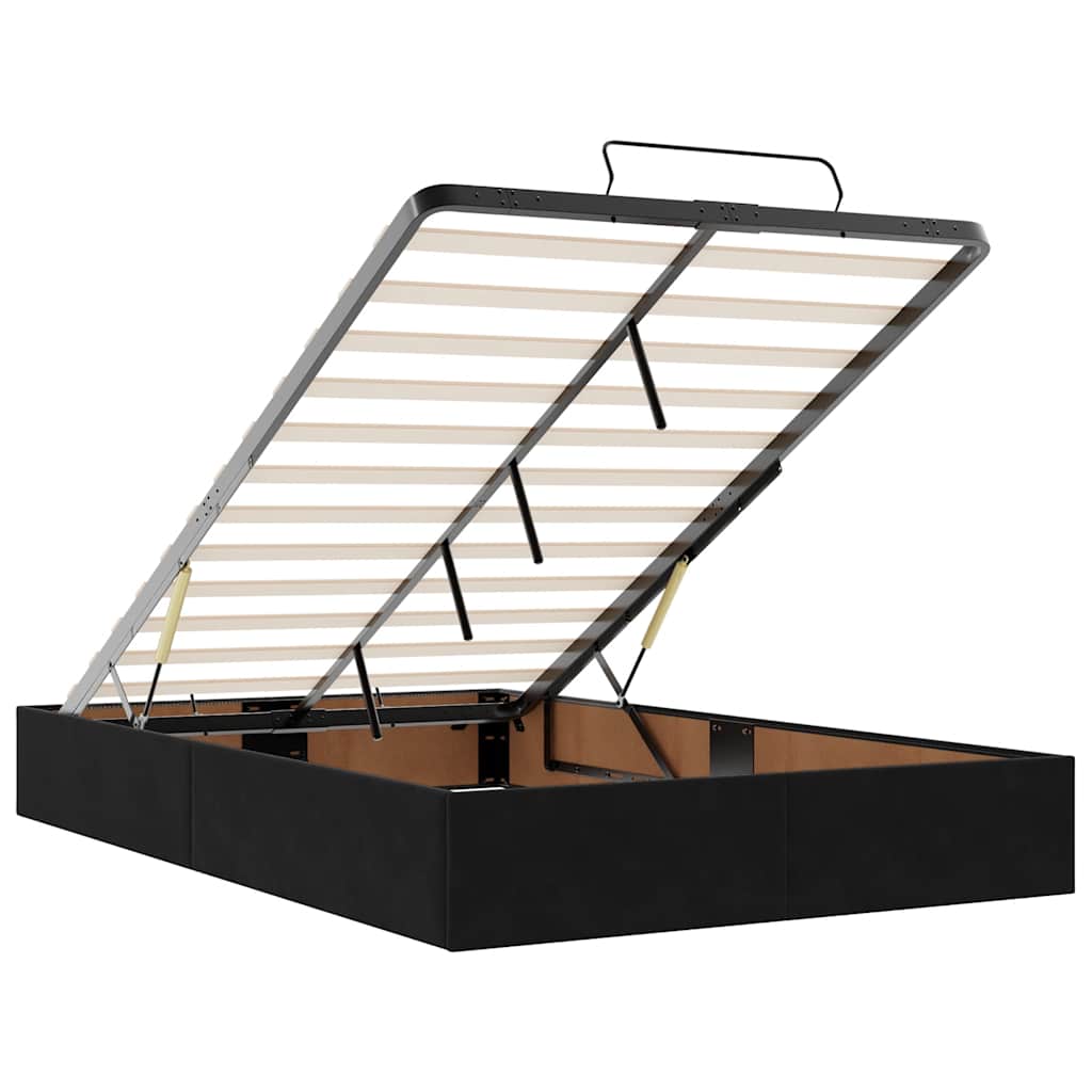 Struttura Letto Pouf con Materassi Nero 120x200 cm Velluto - homemem39