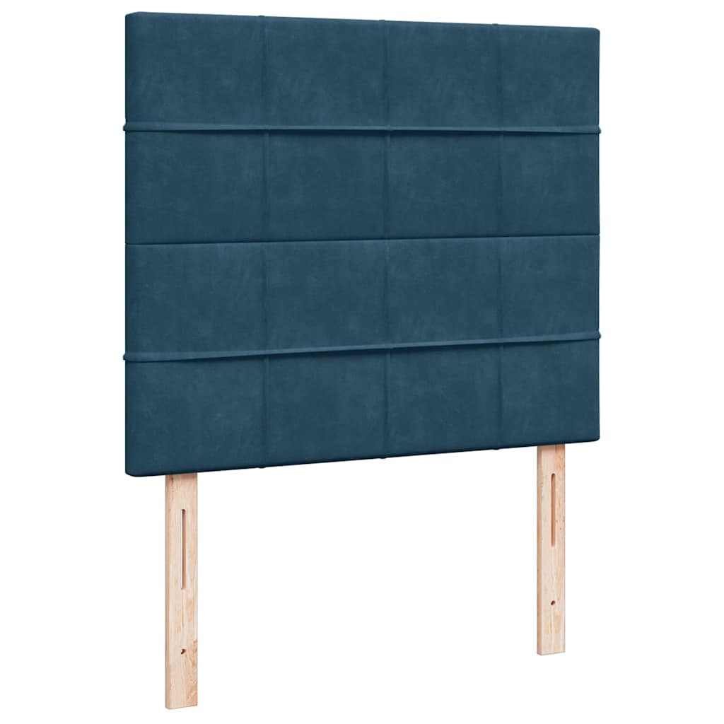 Struttura Letto Pouf con Materassi Blu Scuro 120x200 cm Velluto