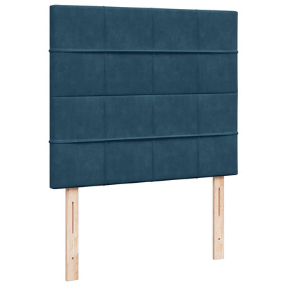 Struttura Letto Pouf con Materassi Blu Scuro 120x200 cm Velluto