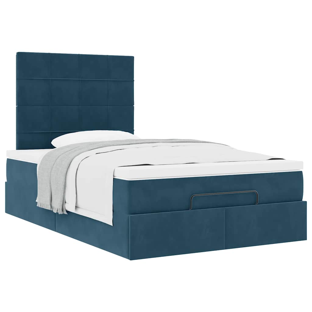 Struttura Letto Pouf con Materassi Blu Scuro 120x200 cm Velluto | homemem39