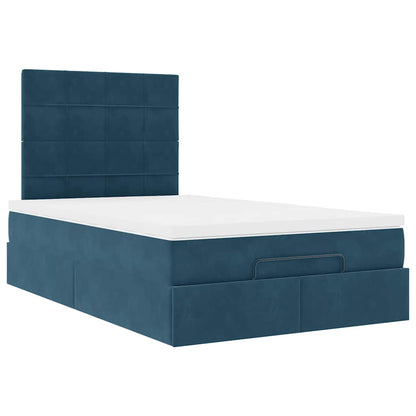 Struttura Letto Pouf con Materassi Blu Scuro 120x200 cm Velluto | homemem39