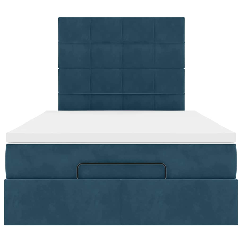 Struttura Letto Pouf con Materassi Blu Scuro 120x200 cm Velluto | homemem39