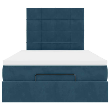 Struttura Letto Pouf con Materassi Blu Scuro 120x200 cm Velluto