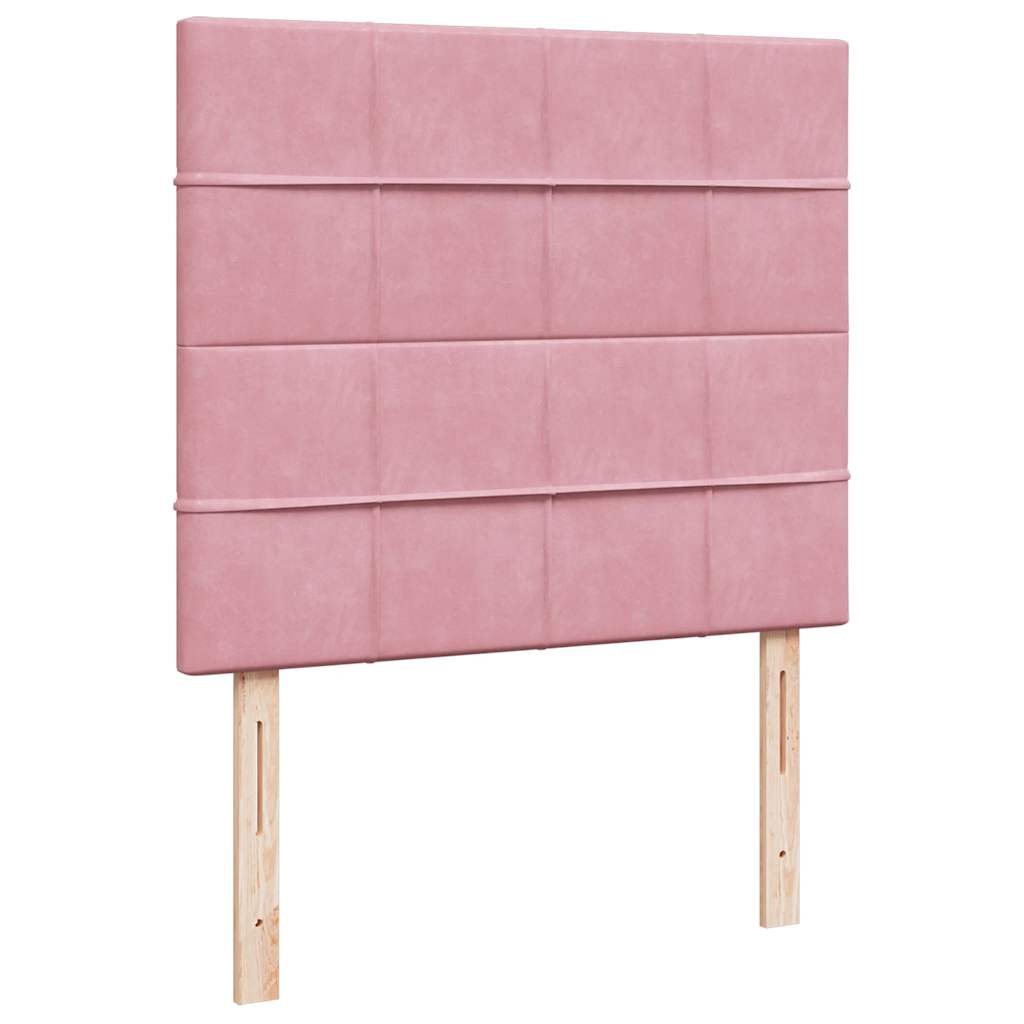 Struttura Letto Pouf con Materasso Rosa 120x200 cm Velluto