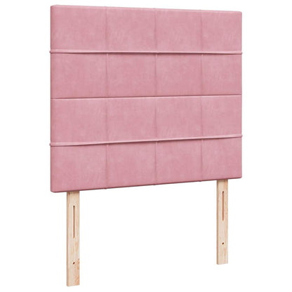 Struttura Letto Pouf con Materasso Rosa 120x200 cm Velluto