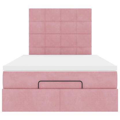 Struttura Letto Pouf con Materasso Rosa 120x200 cm Velluto | homemem39