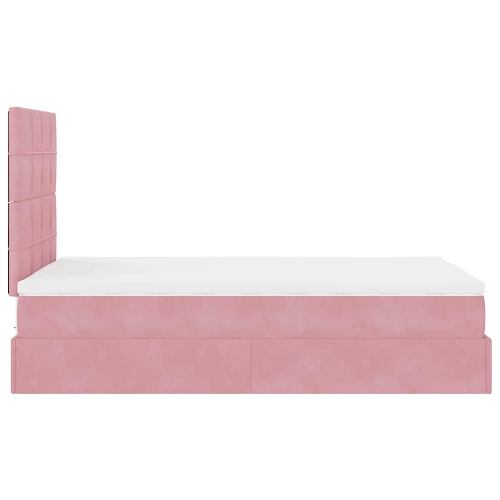 Struttura Letto Pouf con Materasso Rosa 120x200 cm Velluto | homemem39