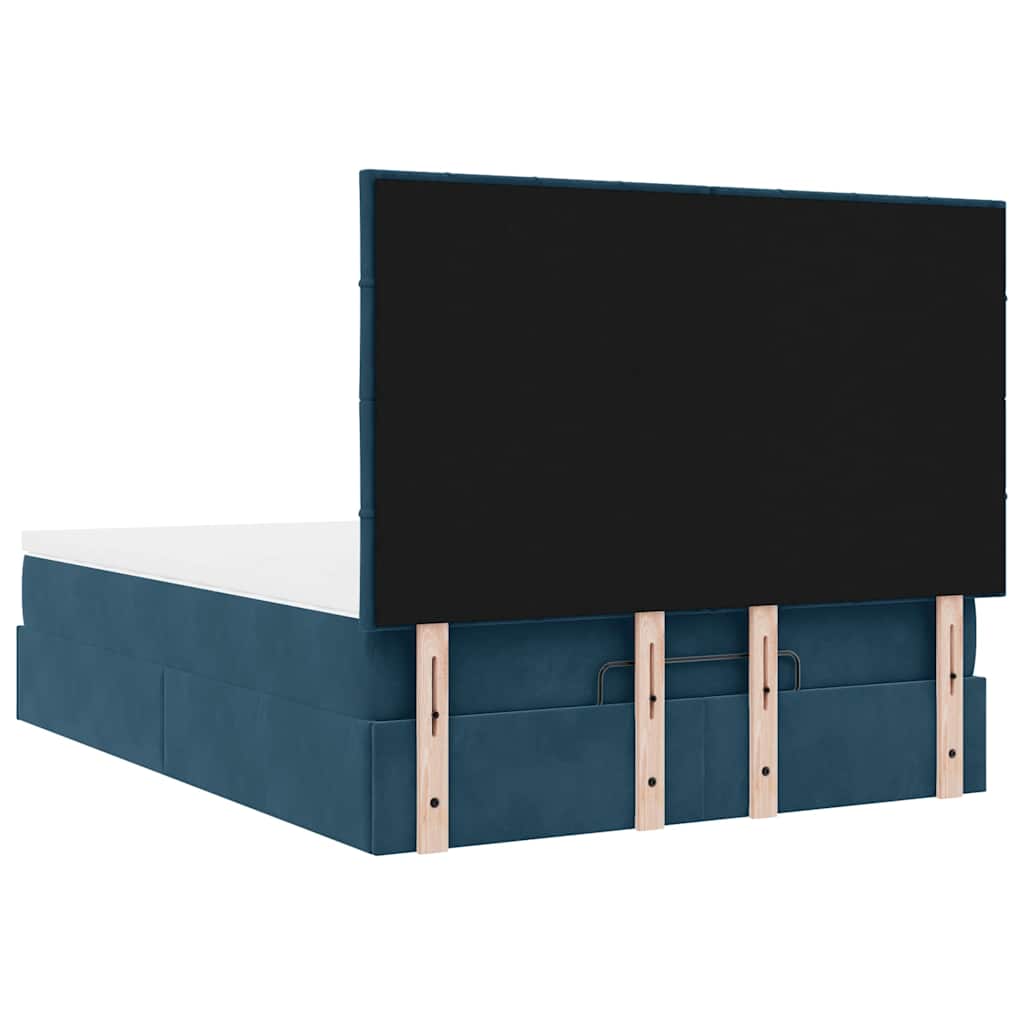 Struttura Letto Pouf con Materassi Blu 140x200cm in Velluto | homemem39