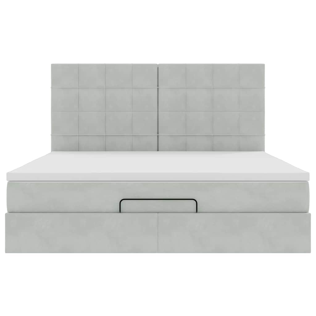 Struttura Letto Pouf con Materassi 160x200 cm in Velluto