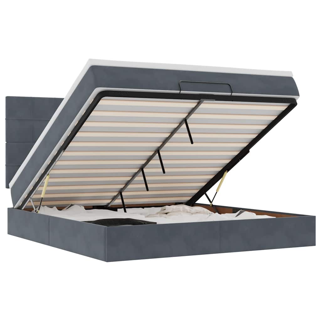 Struttura Letto Pouf con Materassi 160x200 cm in Velluto - homemem39