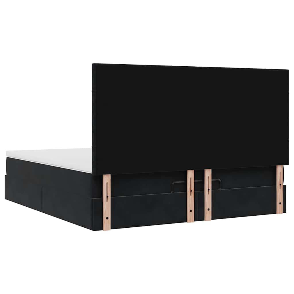 Struttura Letto Pouf con Materassi Nero 180x200 cm in Velluto | homemem39
