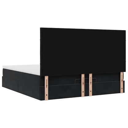 Struttura Letto Pouf con Materassi Nero 180x200 cm in Velluto | homemem39