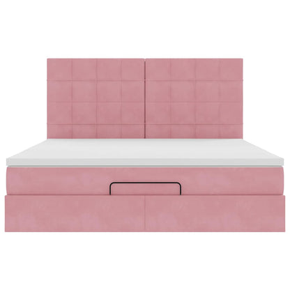 Struttura Letto Pouf con Materassi Rosa 180x200 cm Velluto | homemem39