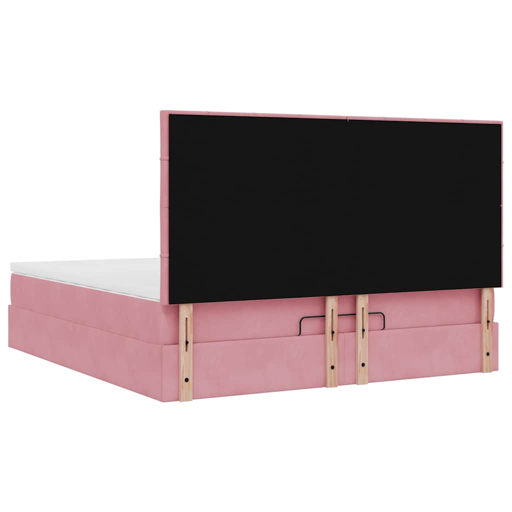 Struttura Letto Pouf con Materassi Rosa 180x200 cm Velluto | homemem39