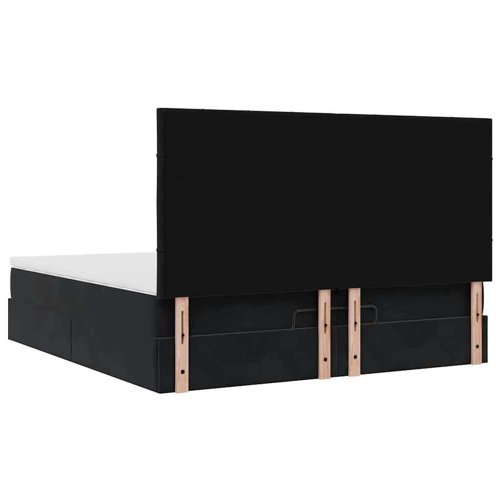 Struttura Letto Pouf con Materassi Nero 200x200 cm Velluto | homemem39