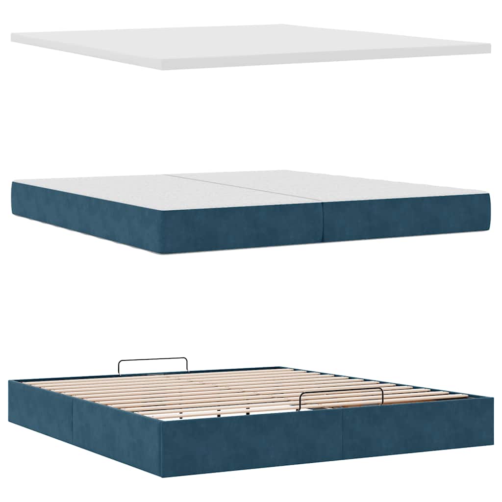 Struttura Letto Pouf con Materassi 200x200 cm Velluto