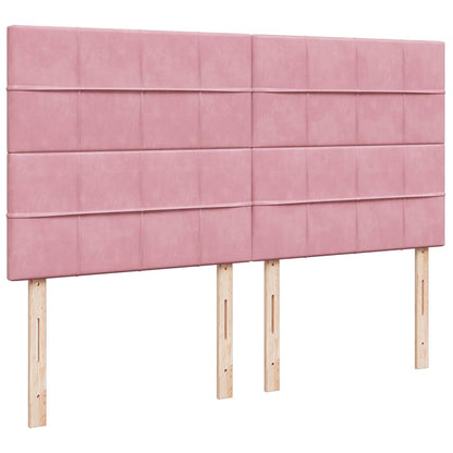 Struttura Letto Pouf con Materassi Rosa 200x200 cm Velluto