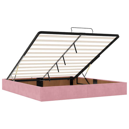 Struttura Letto Pouf con Materassi Rosa 200x200 cm Velluto | homemem39