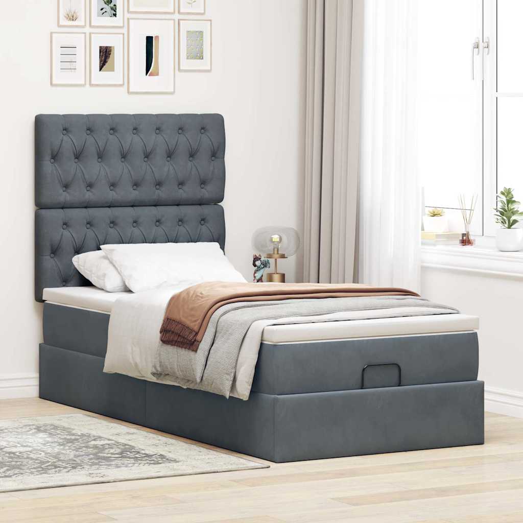 Struttura Letto Pouf con Materassi 90x200 cm in Velluto