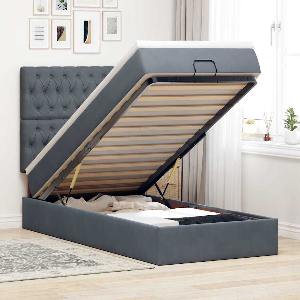 Struttura Letto Pouf con Materassi 90x200 cm in Velluto | homemem39