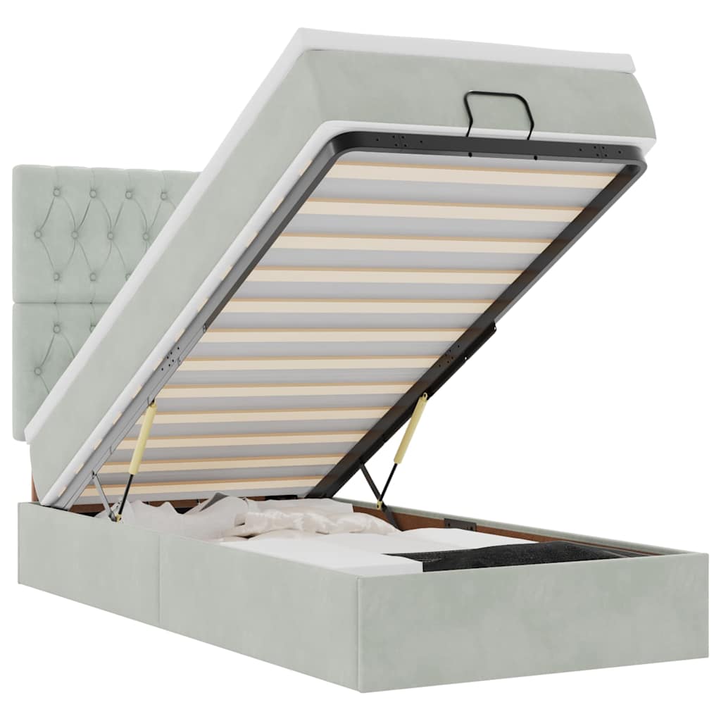 Struttura Letto Pouf con Materassi 100x200 cm Velluto - homemem39